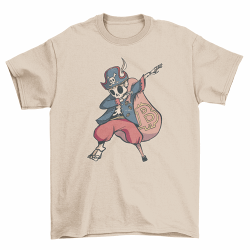 Dabbing bitcoin skeleton pirate t-shirt